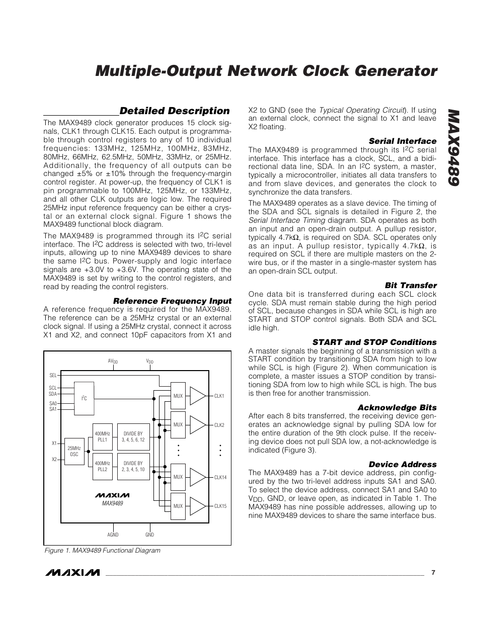 Max9489 multiple-output network clock generator, Detailed description | Rainbow Electronics MAX9489 User Manual | Page 7 / 11