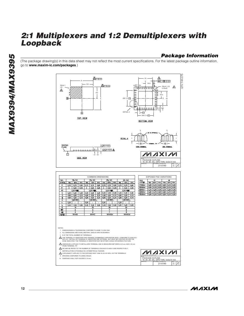 Package information | Rainbow Electronics MAX9395 User Manual | Page 12 / 13