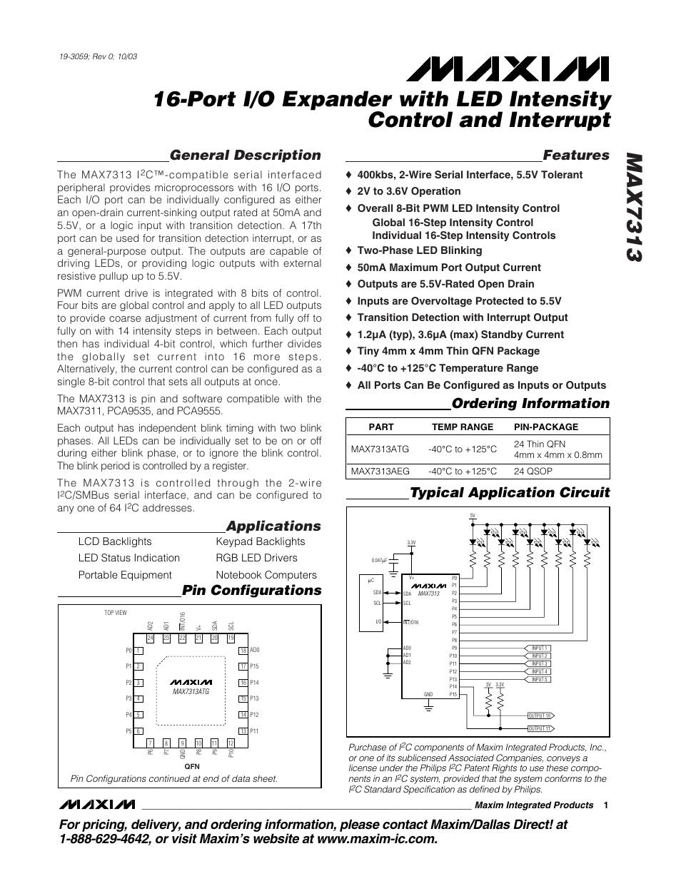 Rainbow Electronics MAX7313 User Manual | 27 pages