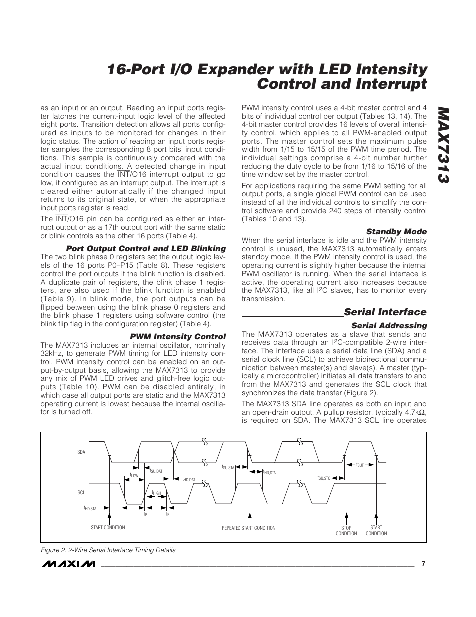 Serial interface | Rainbow Electronics MAX7313 User Manual | Page 7 / 27