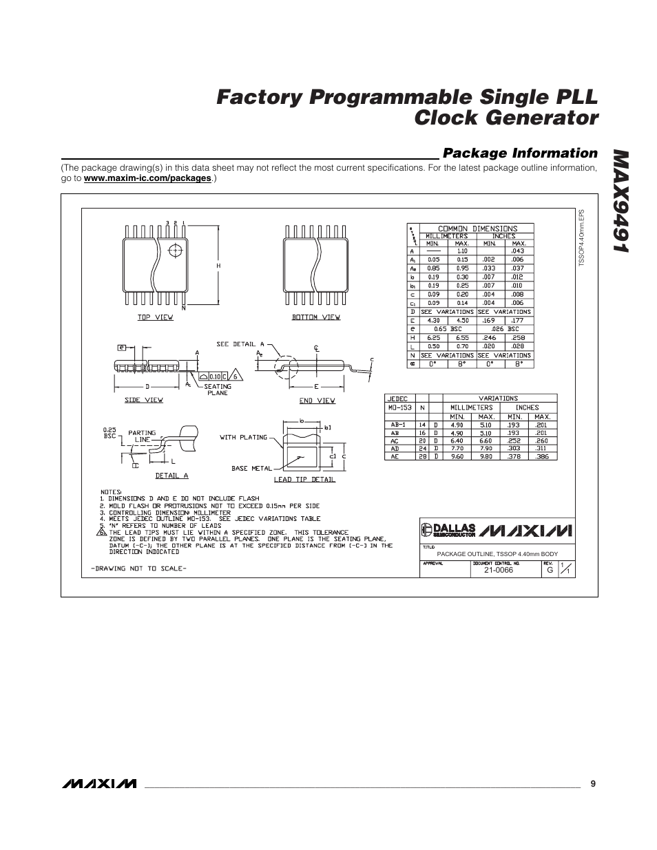 Package information | Rainbow Electronics MAX9491 User Manual | Page 9 / 11