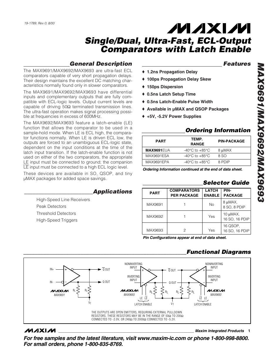 Rainbow Electronics MAX9693 User Manual | 10 pages