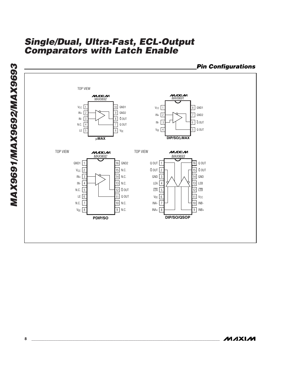 Pin configurations | Rainbow Electronics MAX9693 User Manual | Page 8 / 10