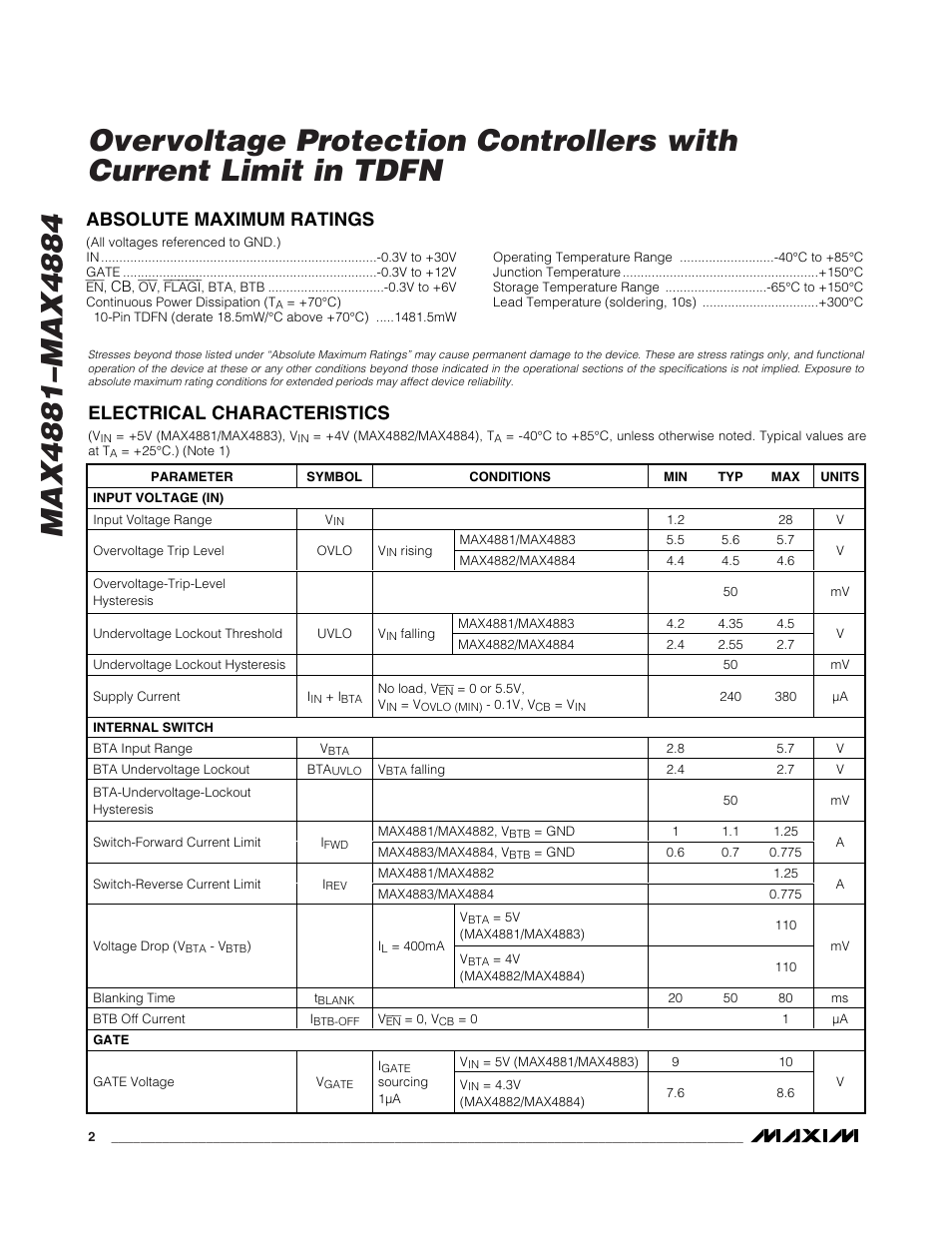 Rainbow Electronics MAX4884 User Manual | Page 2 / 12