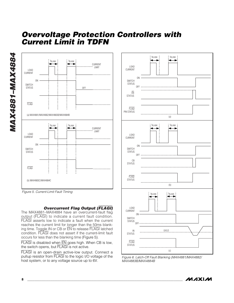 Flagi, Overcurrent flag output | Rainbow Electronics MAX4884 User Manual | Page 8 / 12