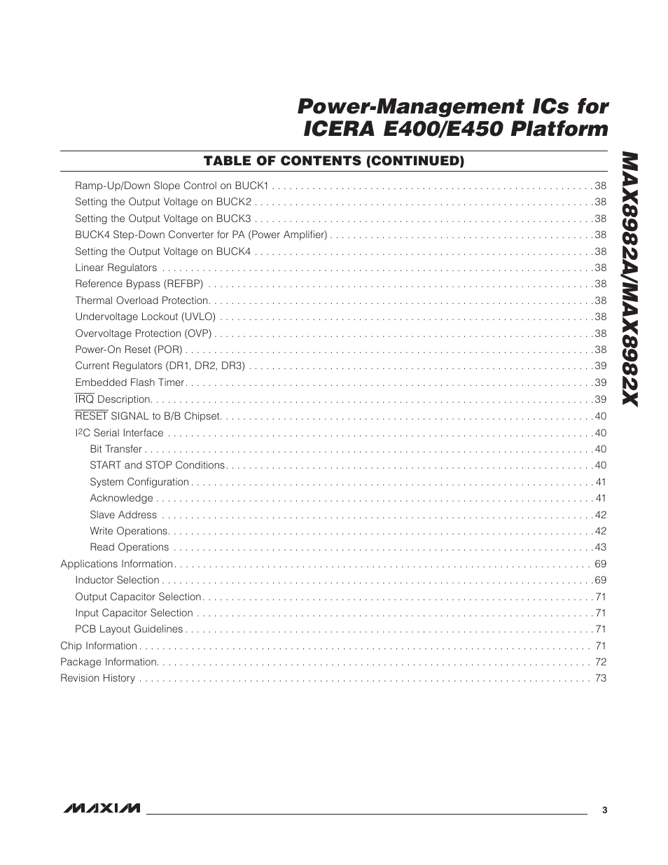 Rainbow Electronics MAX8982X User Manual | Page 3 / 73