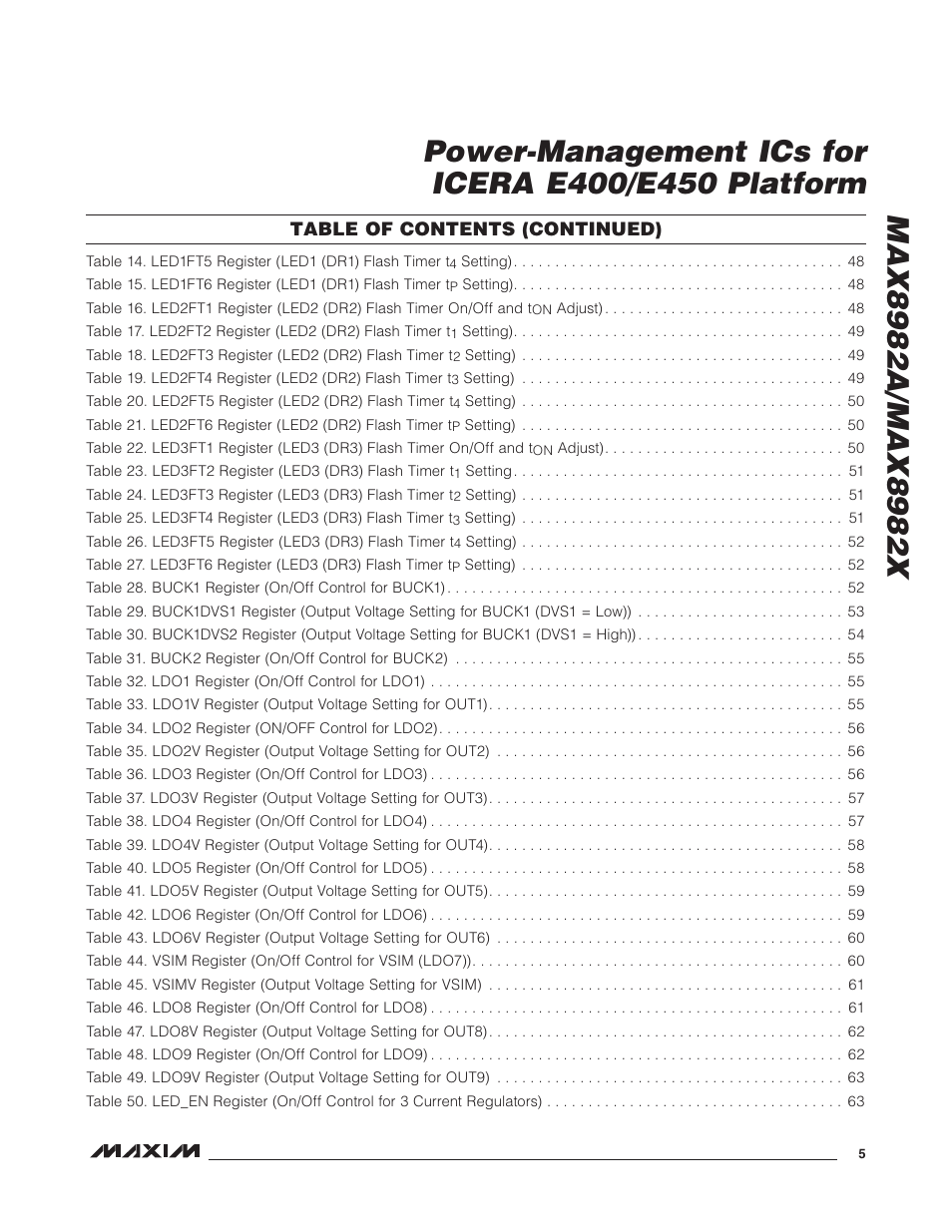 Rainbow Electronics MAX8982X User Manual | Page 5 / 73