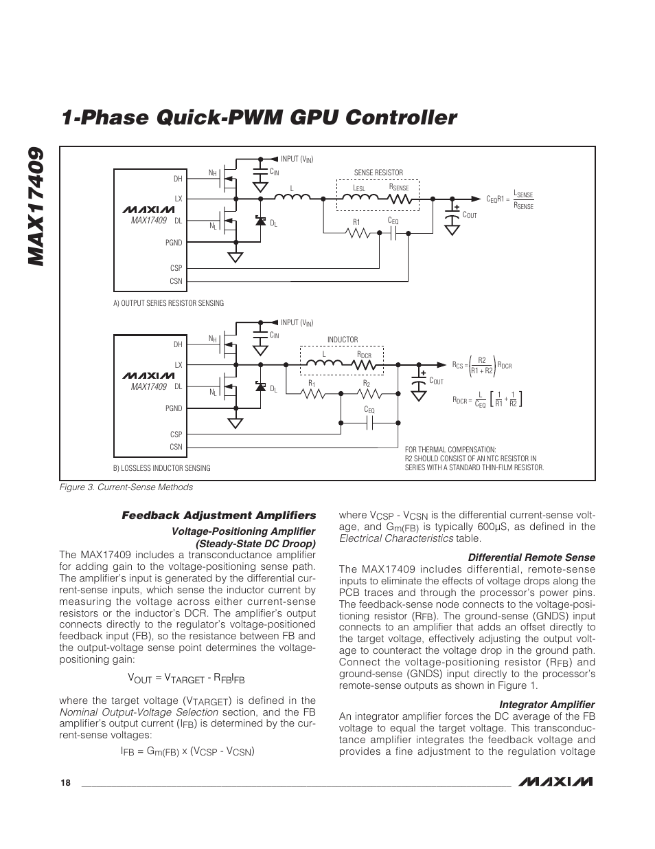 Feedback adjustment amplifiers | Rainbow Electronics MAX17409 User Manual | Page 18 / 32