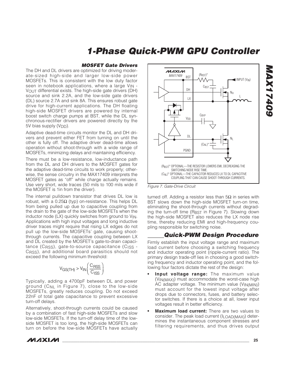 Quick-pwm design procedure | Rainbow Electronics MAX17409 User Manual | Page 25 / 32