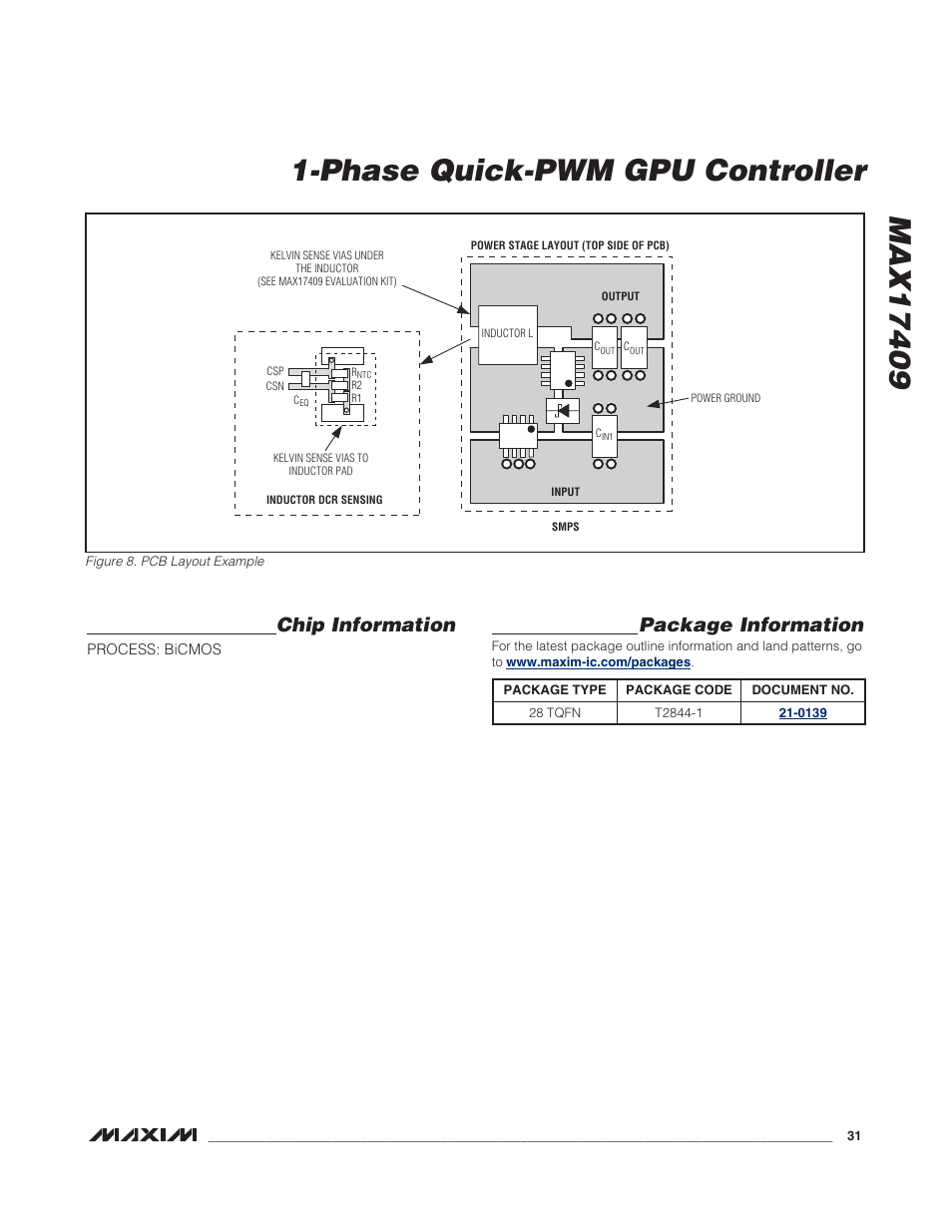 Package information, Chip information | Rainbow Electronics MAX17409 User Manual | Page 31 / 32