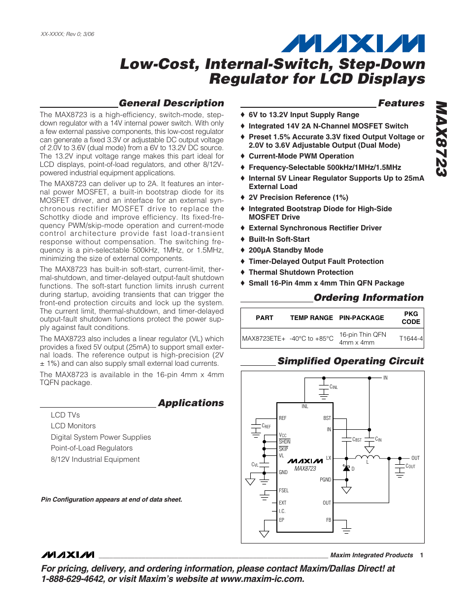 Rainbow Electronics MAX8723 User Manual | 1 page