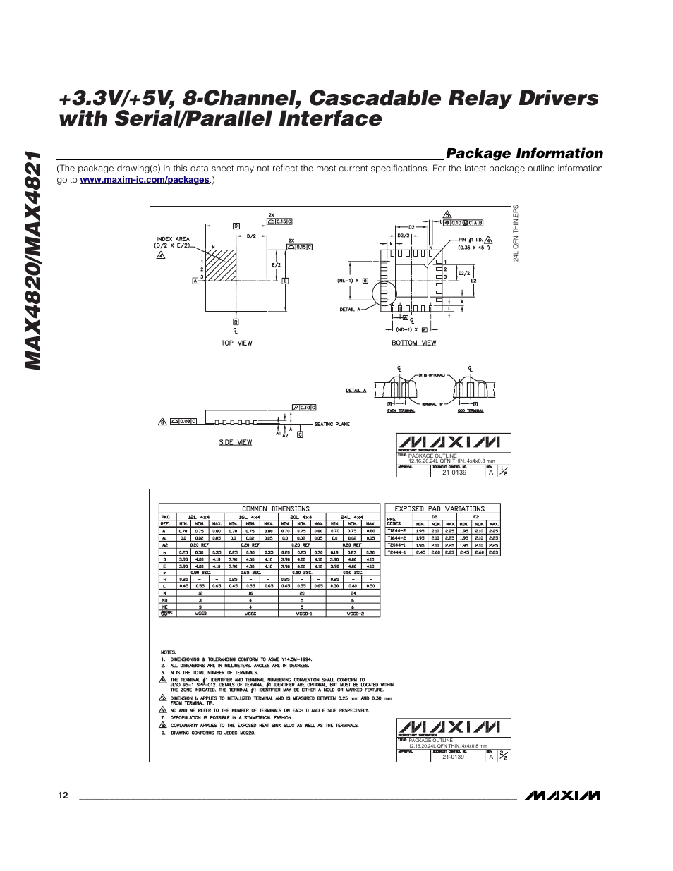 Package information | Rainbow Electronics MAX4821 User Manual | Page 12 / 13