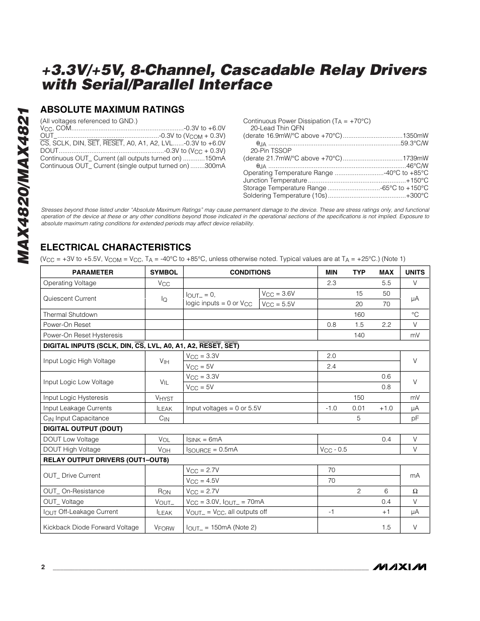 Rainbow Electronics MAX4821 User Manual | Page 2 / 13