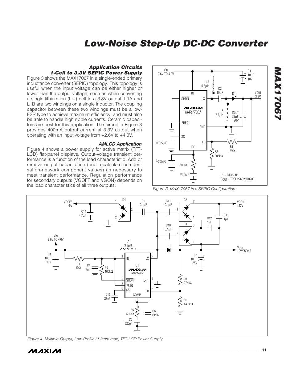 Amlcd application | Rainbow Electronics MAX17067 User Manual | Page 11 / 13