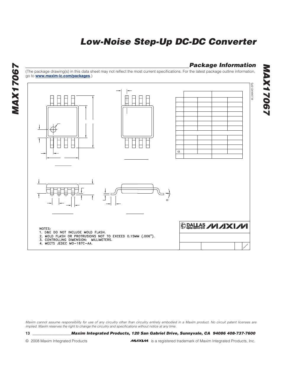 Package information | Rainbow Electronics MAX17067 User Manual | Page 13 / 13