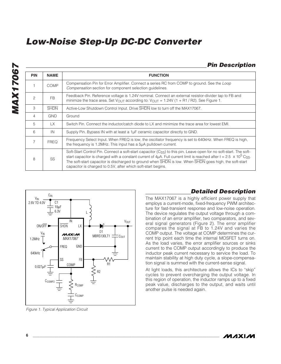 Pin description, Detailed description | Rainbow Electronics MAX17067 User Manual | Page 6 / 13