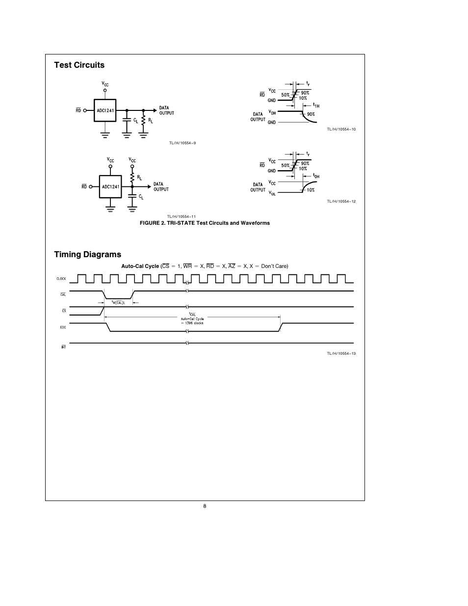 Test circuits, Timing diagrams | Rainbow Electronics ADC1241 User Manual | Page 8 / 14