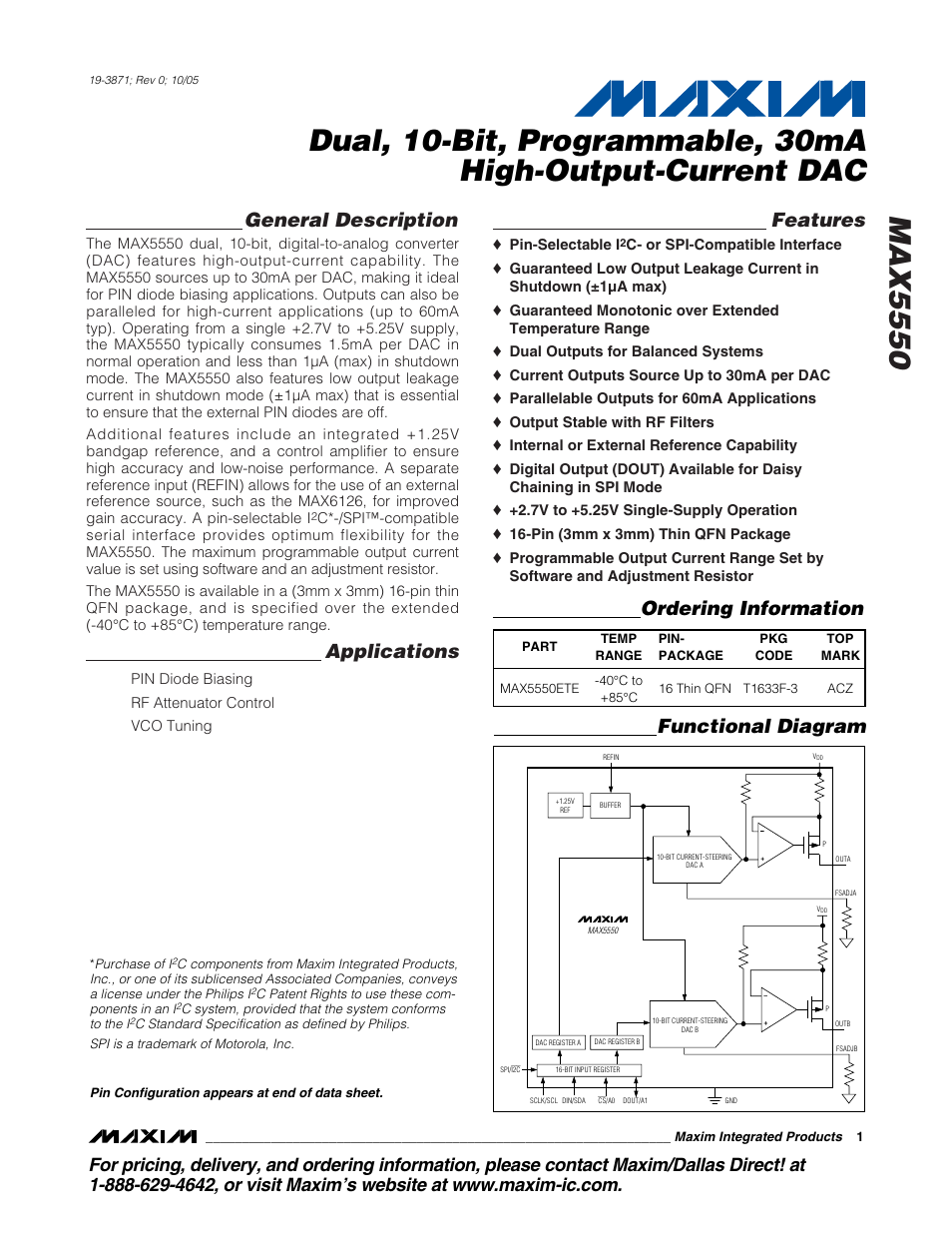 Rainbow Electronics MAX5550 User Manual | 15 pages
