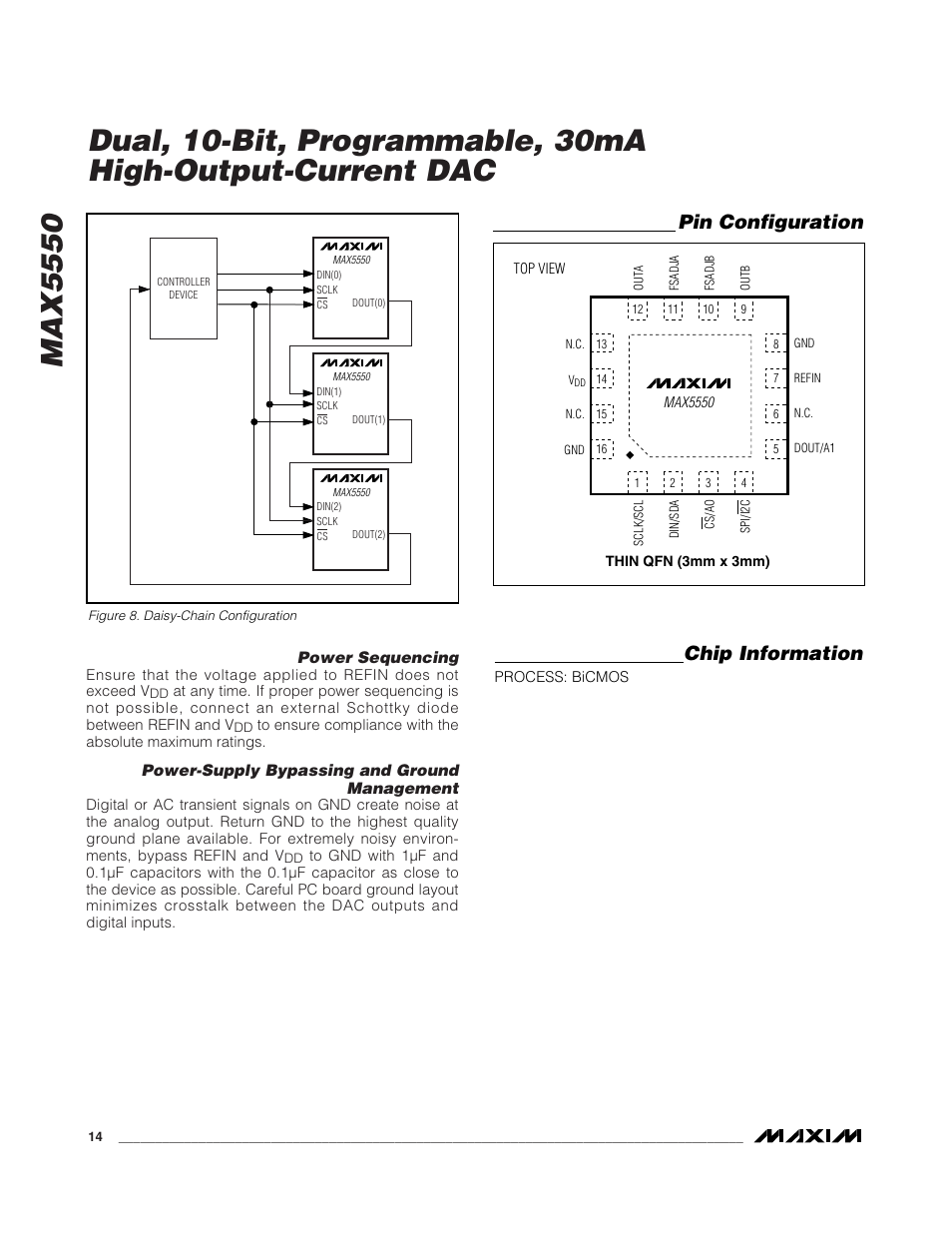 Max5550, Pin configuration chip information | Rainbow Electronics MAX5550 User Manual | Page 14 / 15