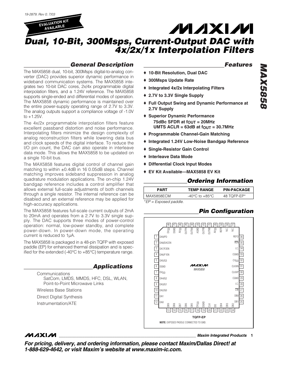 Rainbow Electronics MAX5858 User Manual | 23 pages