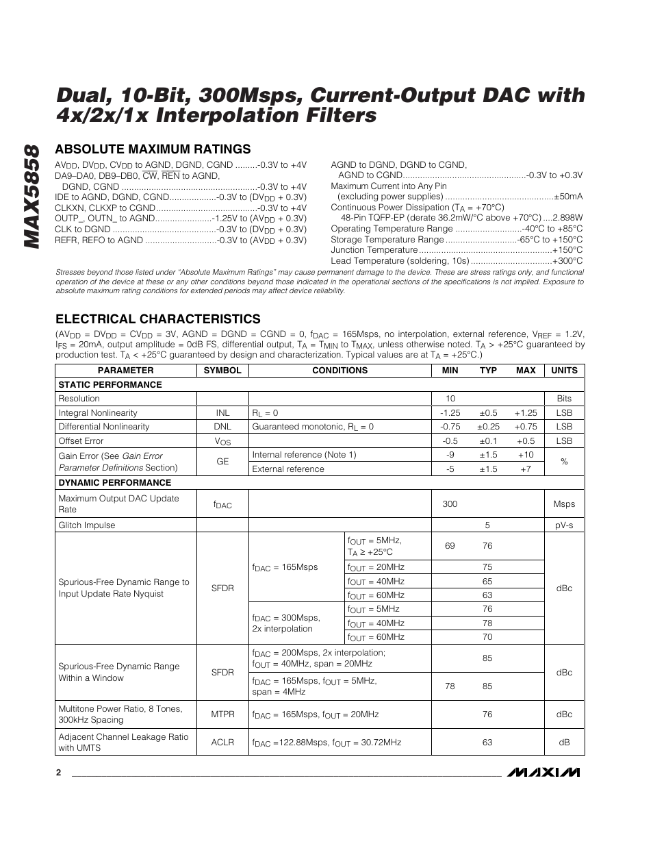 Rainbow Electronics MAX5858 User Manual | Page 2 / 23