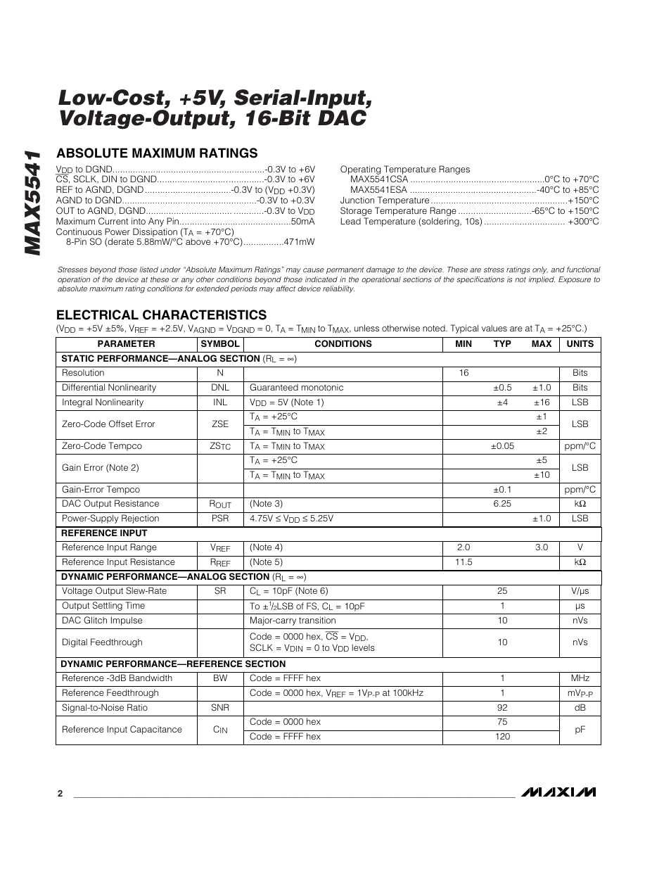 Rainbow Electronics MAX5541 User Manual | Page 2 / 9