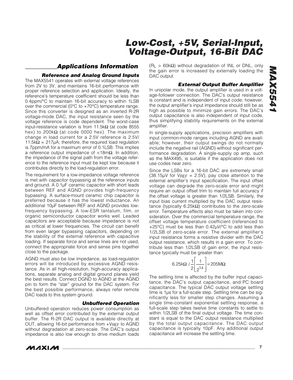 Applications information | Rainbow Electronics MAX5541 User Manual | Page 7 / 9