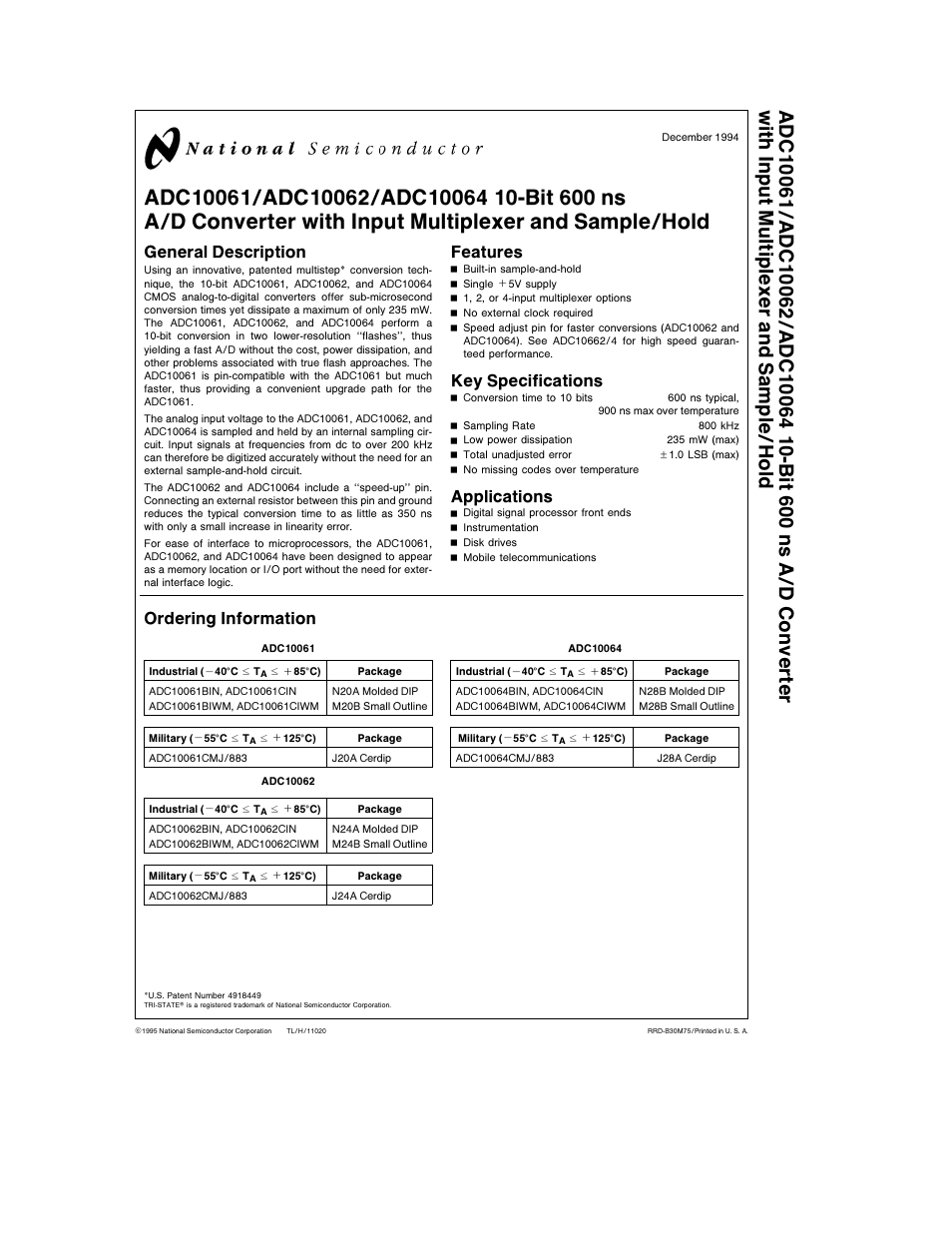 Rainbow Electronics ADC10064 User Manual | 18 pages