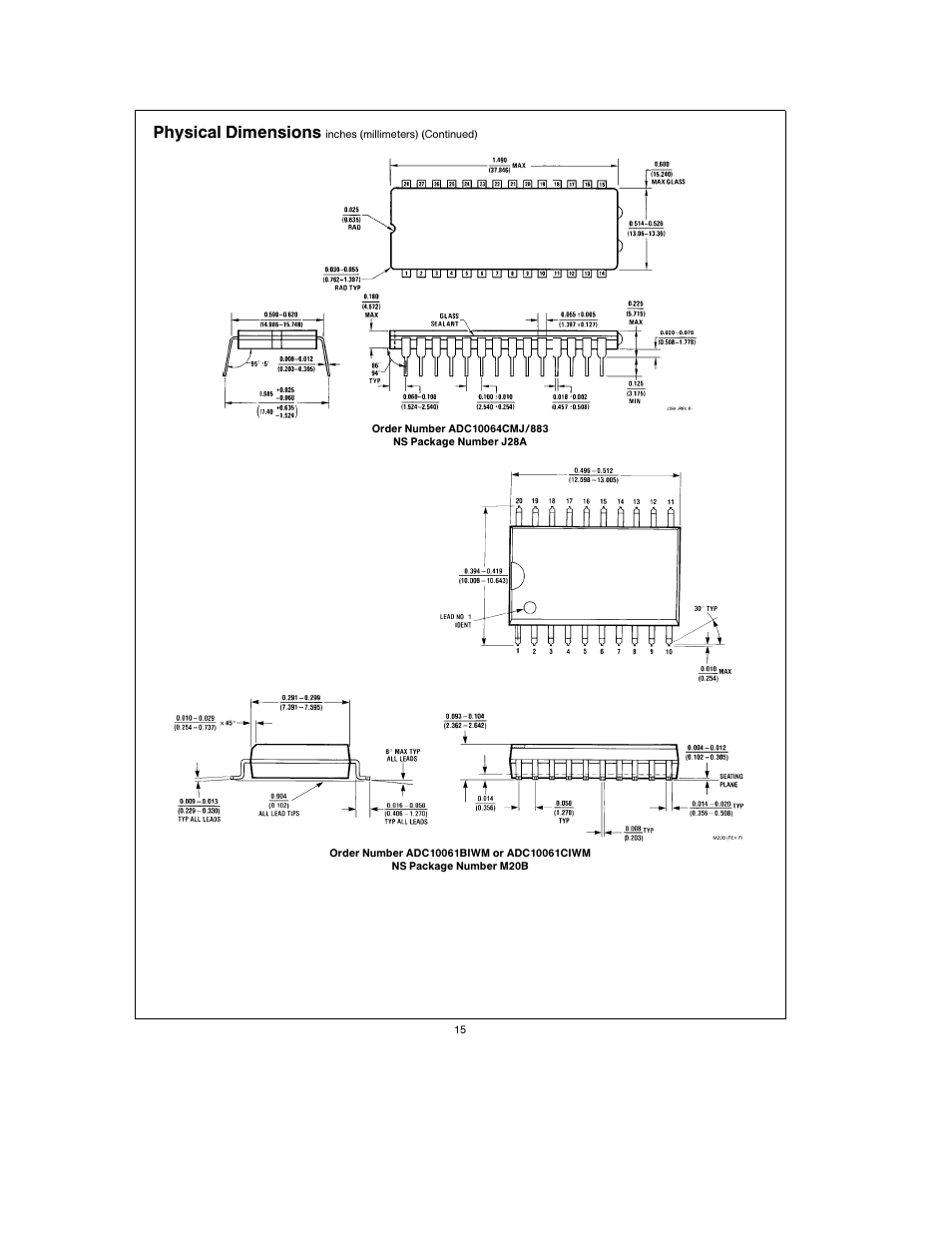 Physical dimensions | Rainbow Electronics ADC10064 User Manual | Page 15 / 18