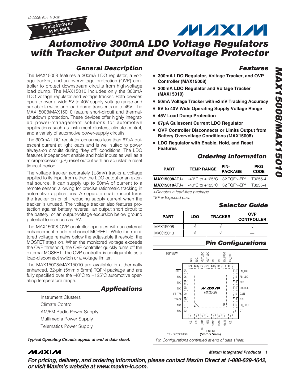 Rainbow Electronics MAX15010 User Manual | 24 pages