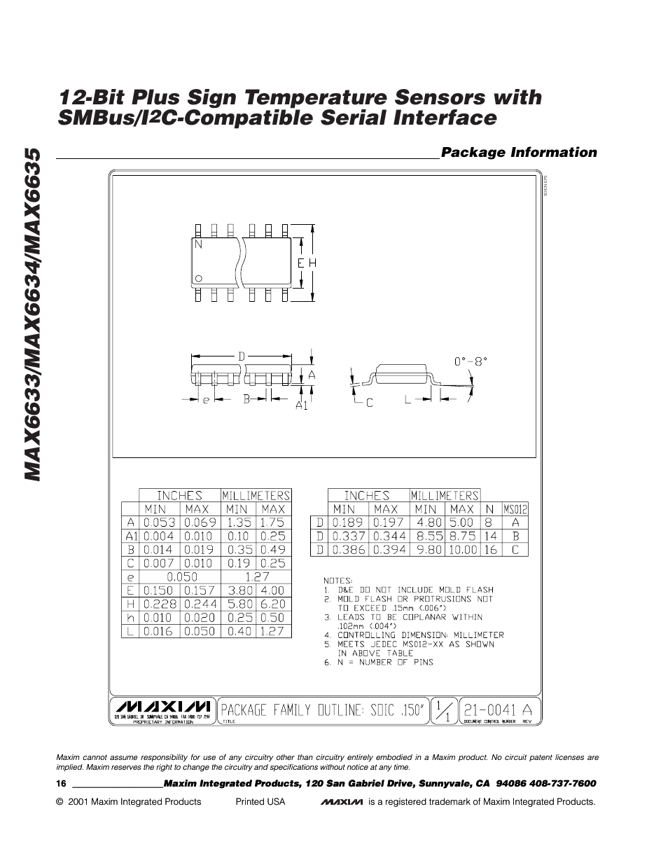 C-compatible serial interface | Rainbow Electronics MAX6635 User Manual | Page 16 / 16