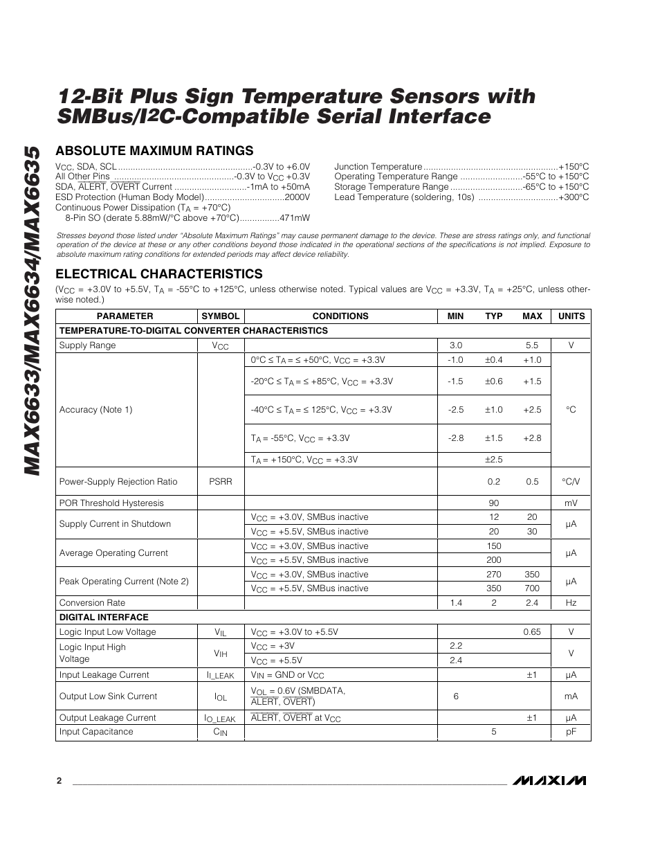 C-compatible serial interface | Rainbow Electronics MAX6635 User Manual | Page 2 / 16