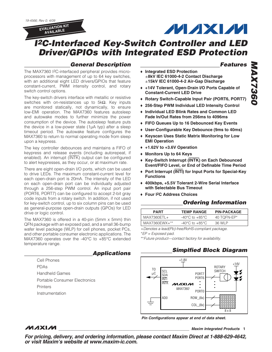 Rainbow Electronics MAX7360 User Manual | 31 pages