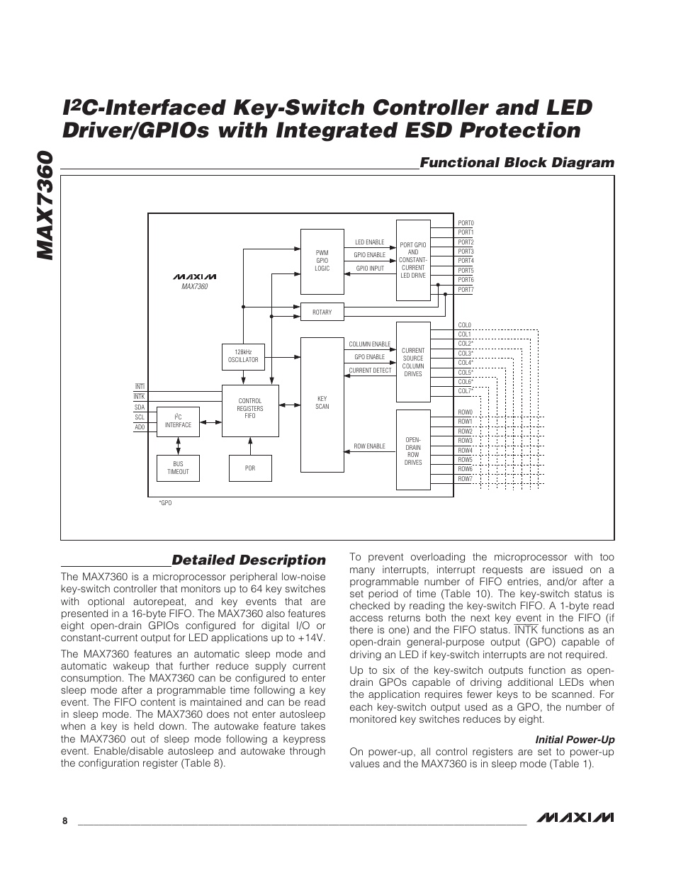 Functional block diagram detailed description | Rainbow Electronics MAX7360 User Manual | Page 8 / 31
