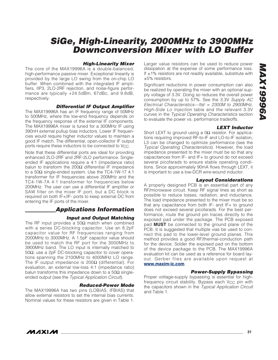 Applications information | Rainbow Electronics MAX19996A User Manual | Page 31 / 35