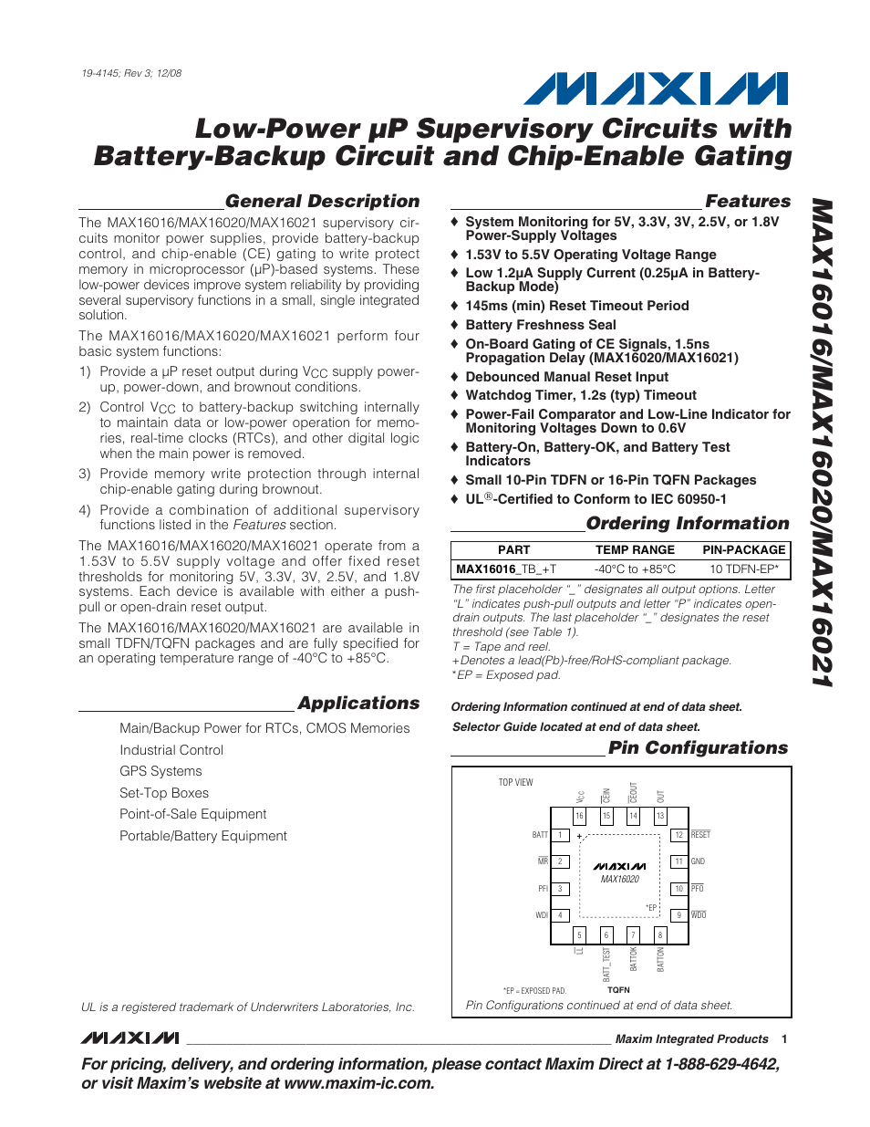 Rainbow Electronics MAX16021 User Manual | 21 pages