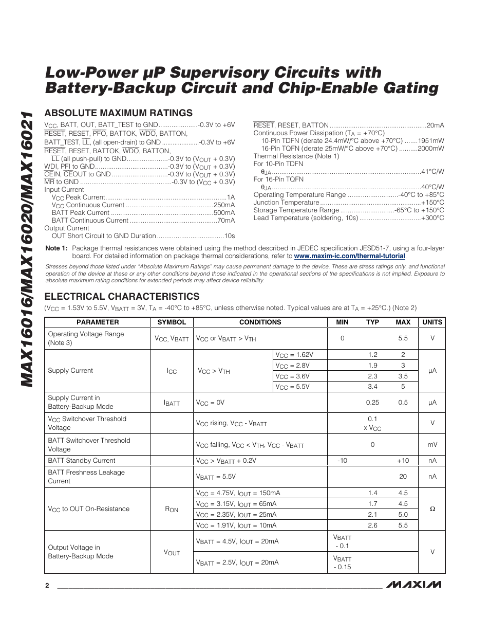 Rainbow Electronics MAX16021 User Manual | Page 2 / 21