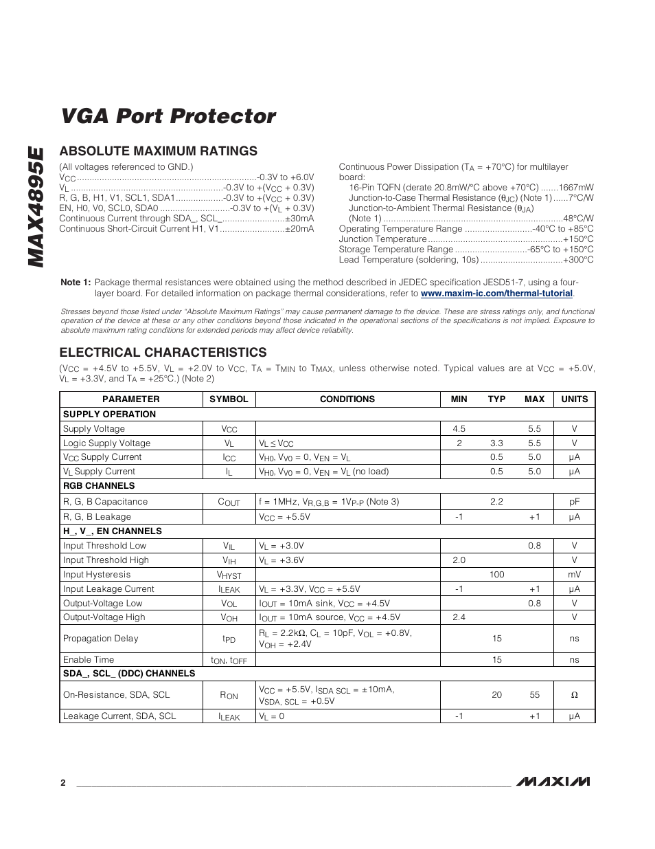 Max4895e vga port protector | Rainbow Electronics MAX4895E User Manual | Page 2 / 8