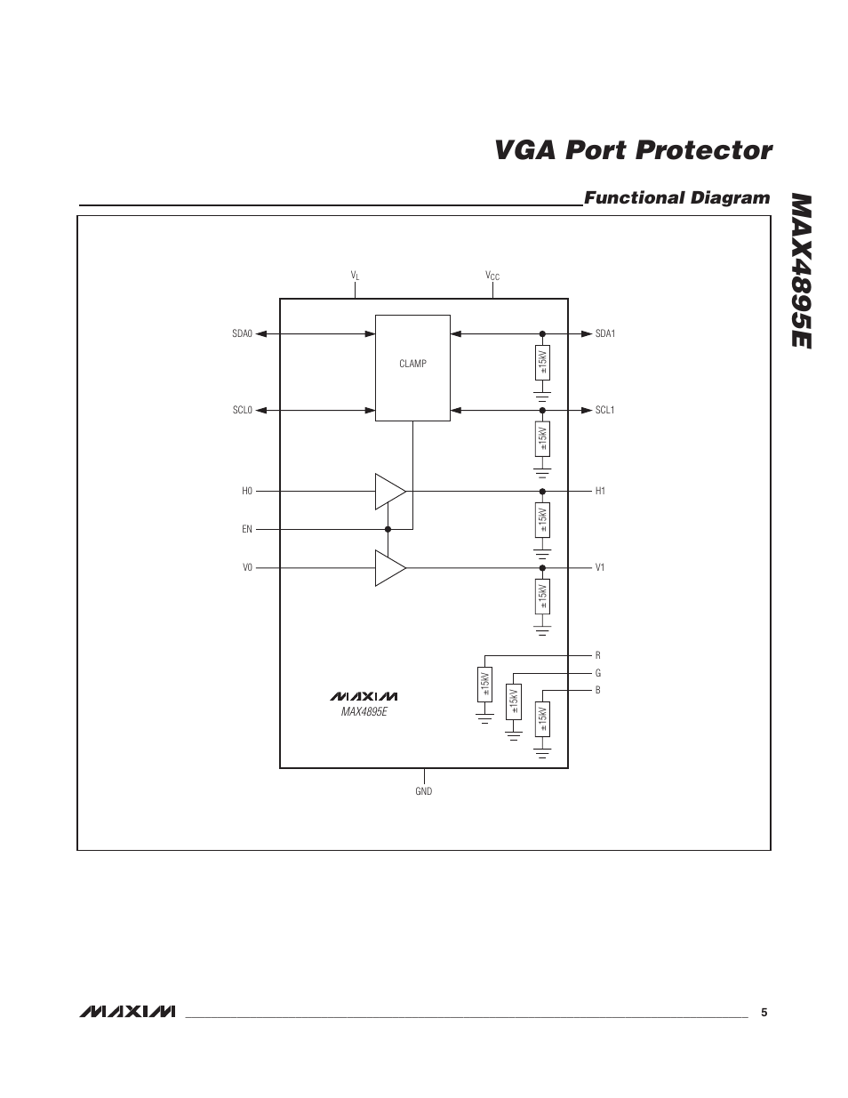 Max4895e vga port protector, Functional diagram | Rainbow Electronics MAX4895E User Manual | Page 5 / 8