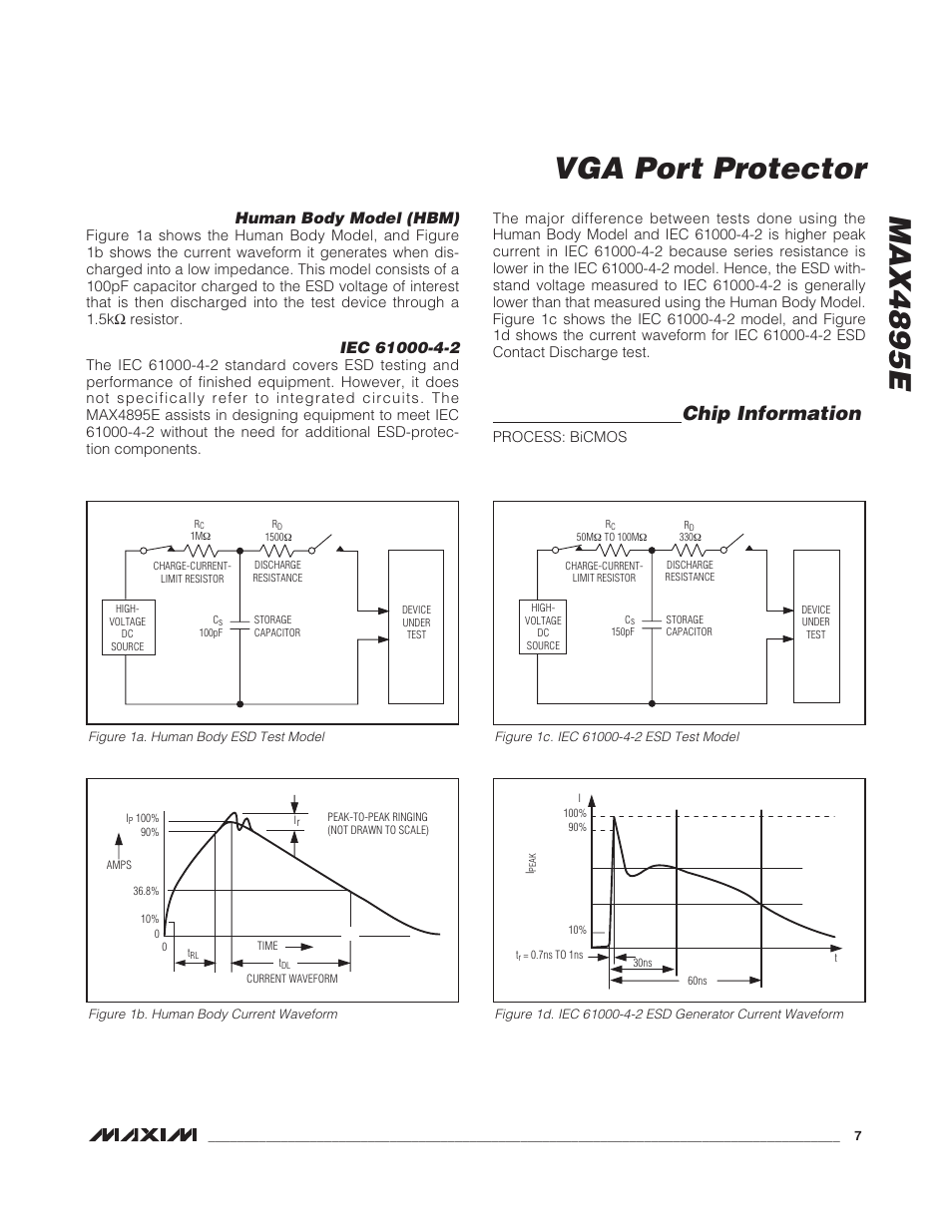 Max4895e vga port protector, Chip information, Human body model (hbm) | Rainbow Electronics MAX4895E User Manual | Page 7 / 8