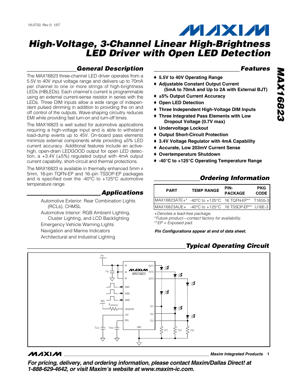 Rainbow Electronics MAX16823 User Manual | 13 pages