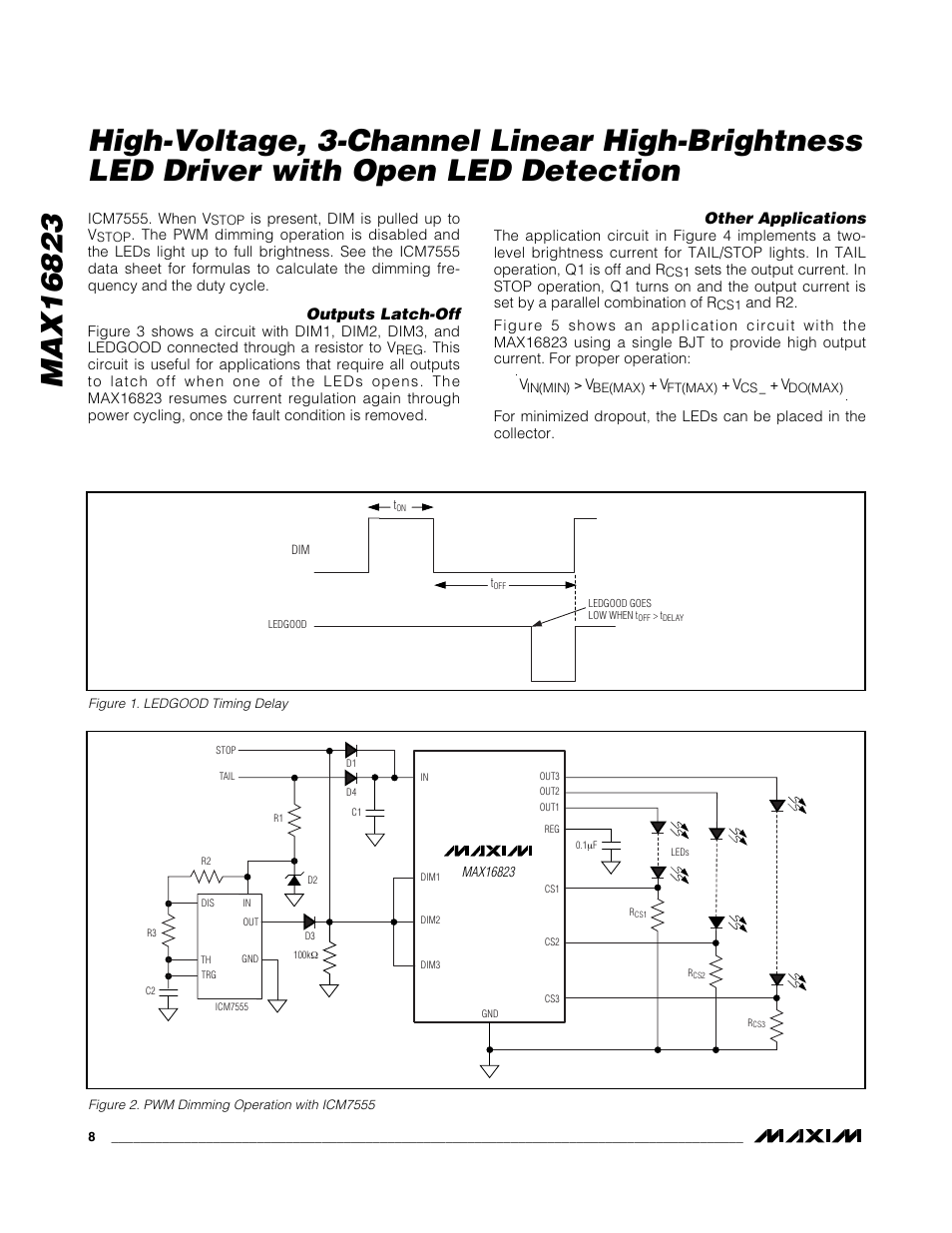 Outputs latch-off, Other applications | Rainbow Electronics MAX16823 User Manual | Page 8 / 13