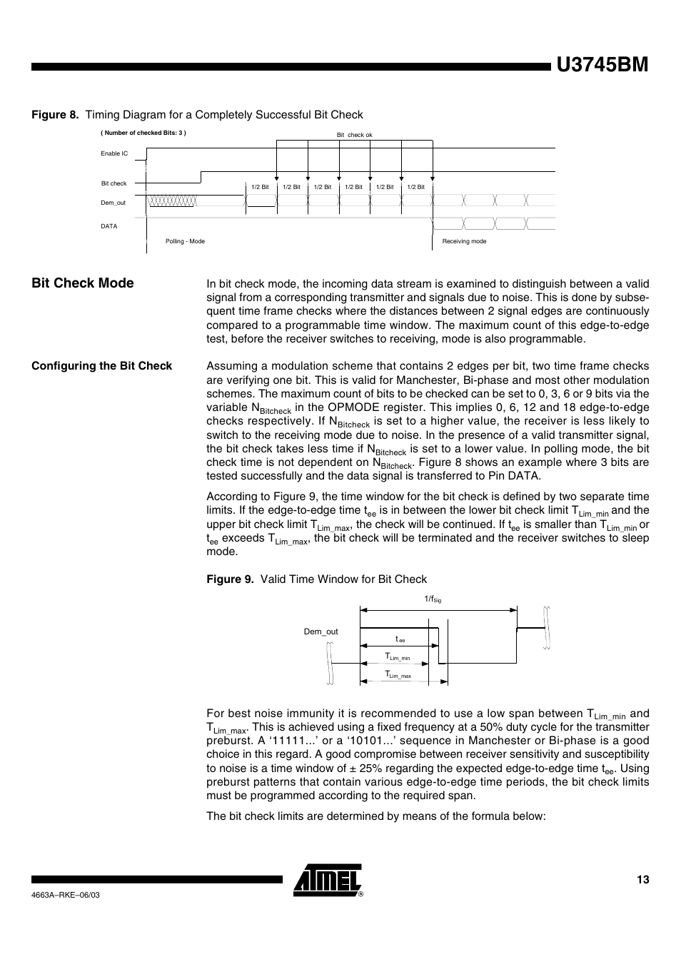 U3745bm, Bit check mode | Rainbow Electronics U3745BM User Manual | Page 13 / 29