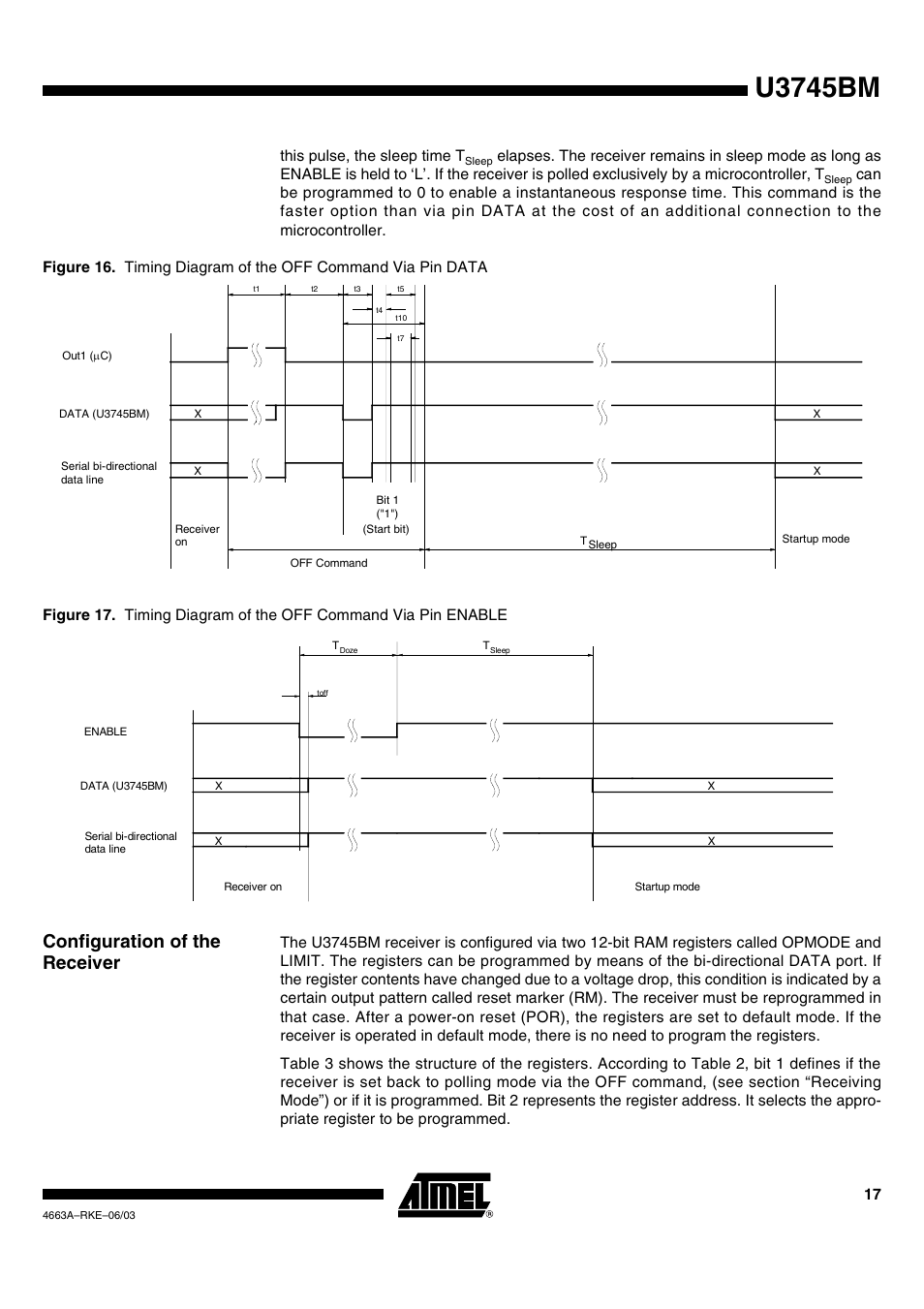 U3745bm, Configuration of the receiver | Rainbow Electronics U3745BM User Manual | Page 17 / 29
