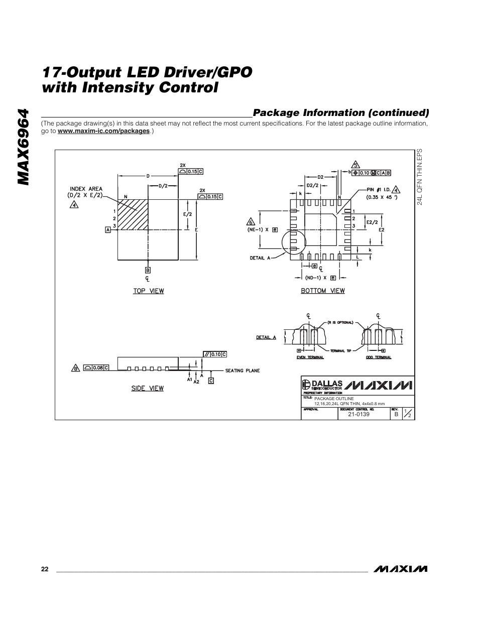 Package information (continued) | Rainbow Electronics MAX6964 User Manual | Page 22 / 23