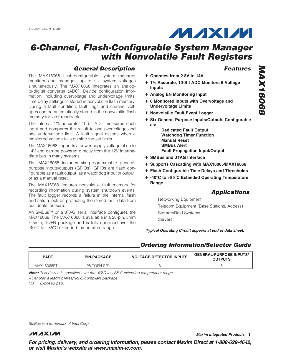 Rainbow Electronics MAX16068 User Manual | 40 pages