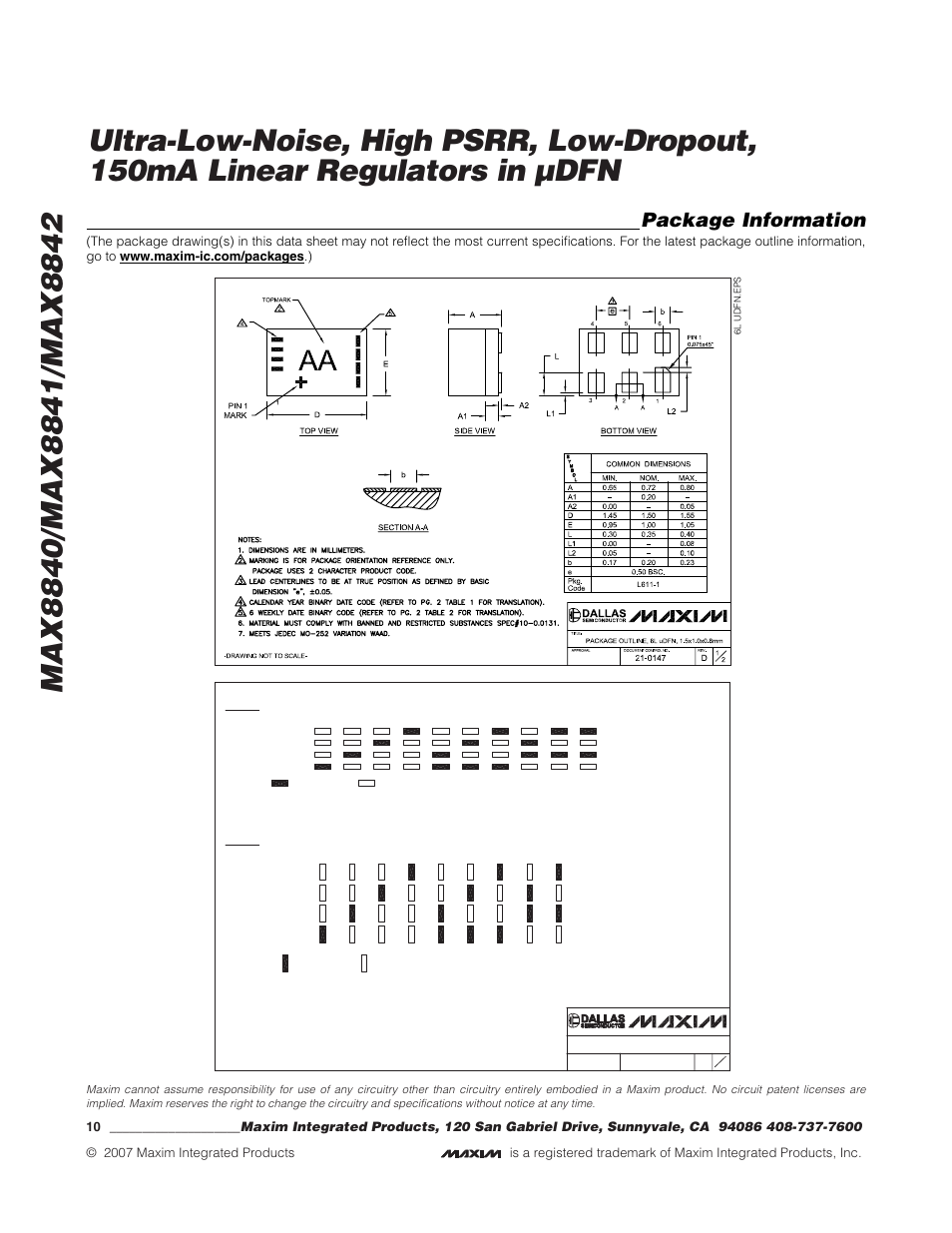 Package information | Rainbow Electronics MAX8842 User Manual | Page 10 / 10