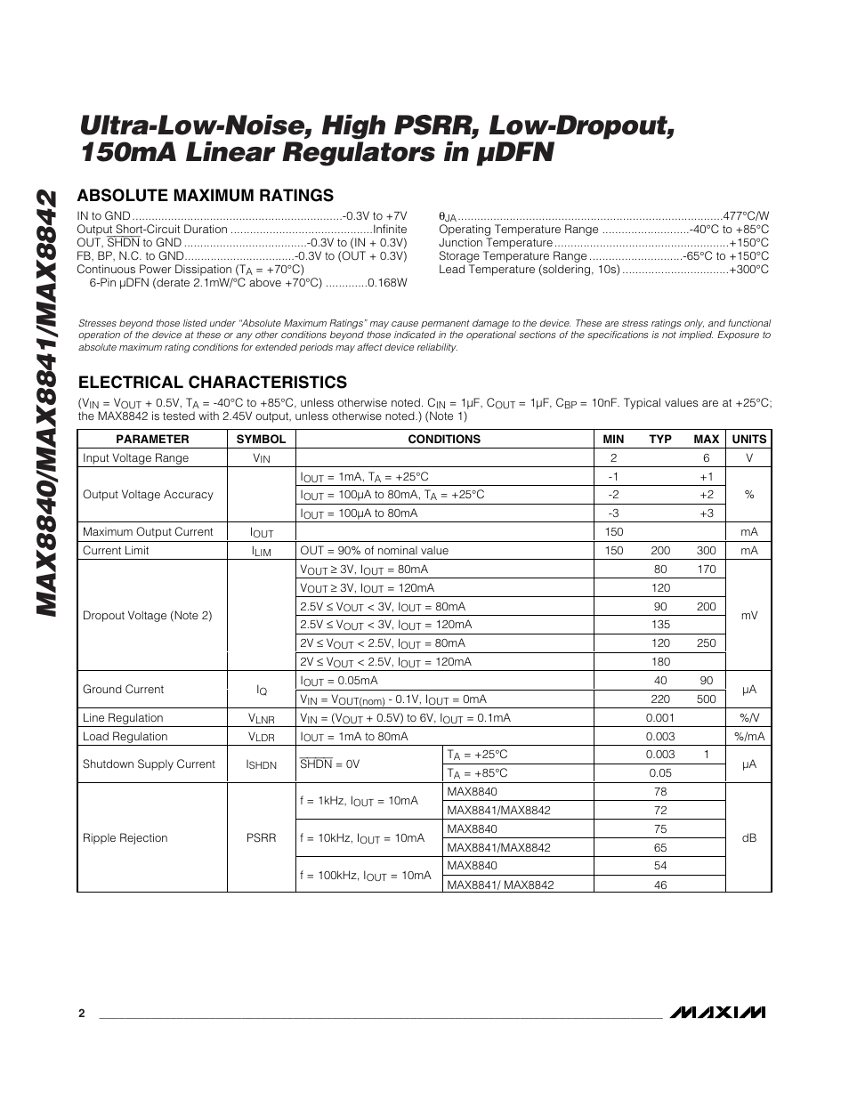 Rainbow Electronics MAX8842 User Manual | Page 2 / 10