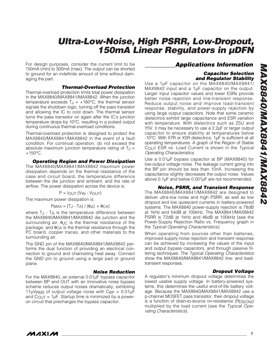 Applications information | Rainbow Electronics MAX8842 User Manual | Page 7 / 10