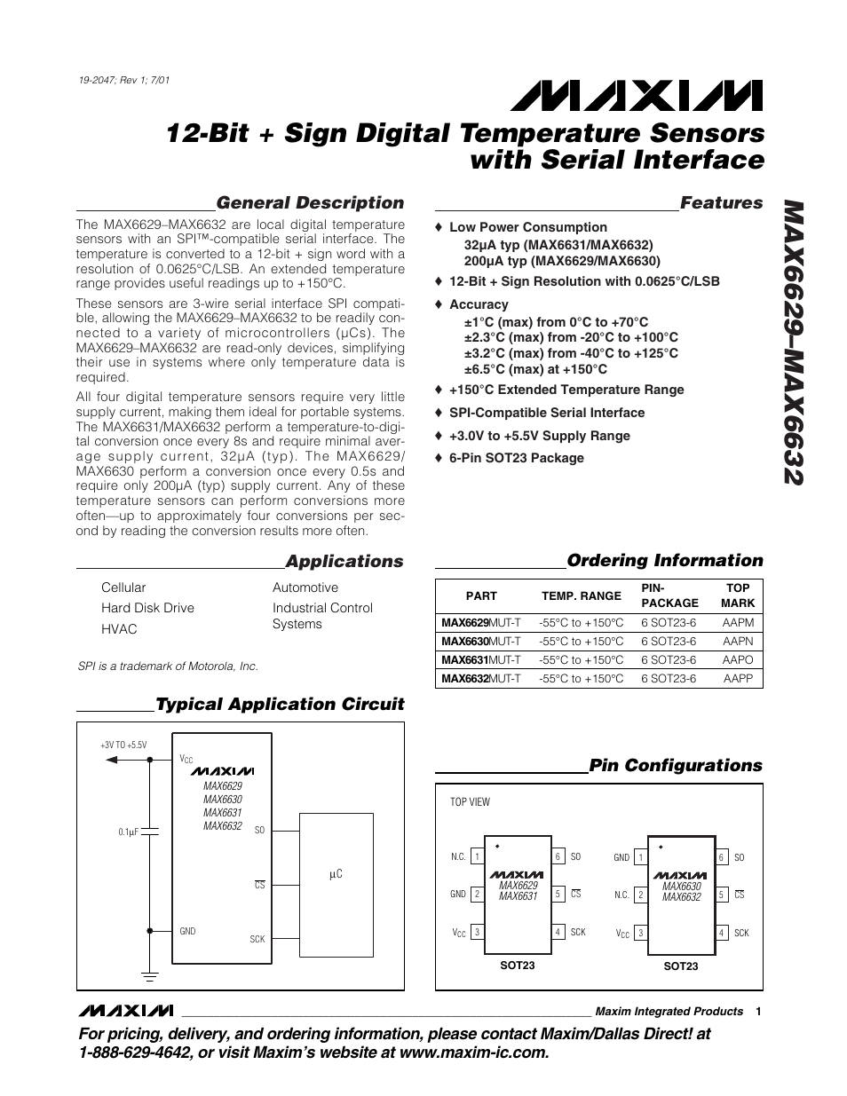 Rainbow Electronics MAX6632 User Manual | 8 pages